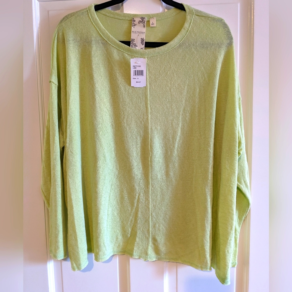 NWT women's casual comfy pullover top in summer lime color. Size small